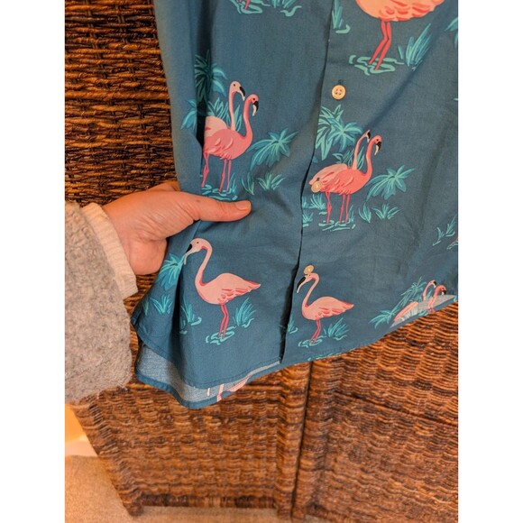 Bonobos Slim Fit Short Sleeve Flamingo Button Down Shirt Men's Medium Vacation - Picture 3 of 4